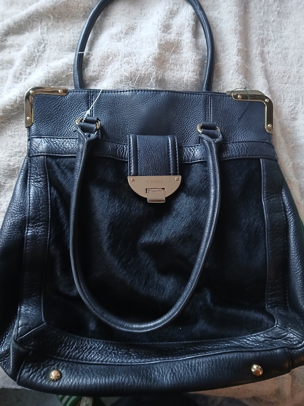 Black ,Tote Handbag with Gold Hardware